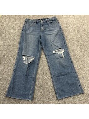 NWOT HOLLISTER Plus Size Distressed Wide Leg Jeans Baggy Demin